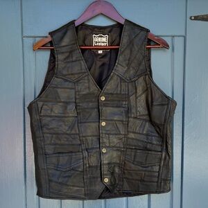 Vintage Black Genuine Leather Vest